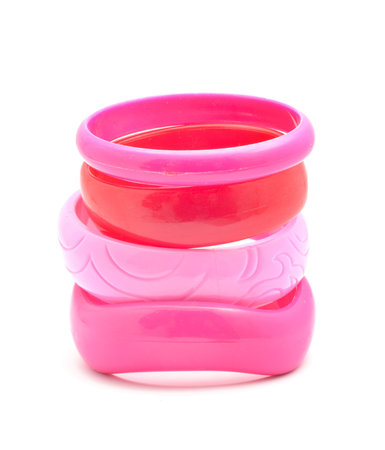 plastic bracelet stack on white