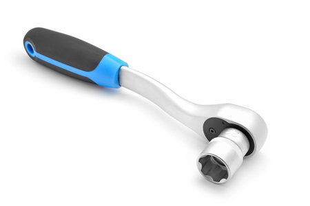 ratchet wrench on whiteの写真素材