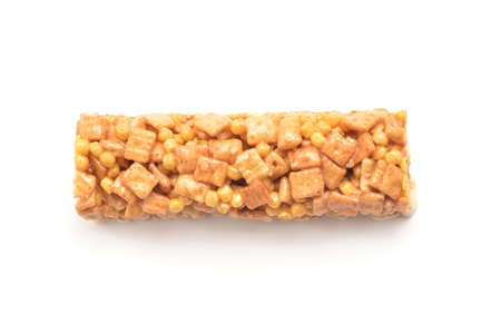 cereal protein bar on whiteの写真素材