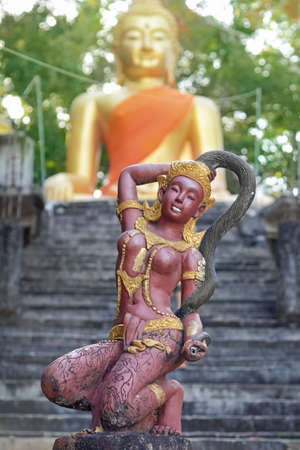 Phra mae thorani, the buddhist goddess of earth, statue in Koh Phayam Thailandの写真素材