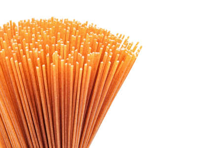 spaghetti raw whole grain pasta studio isolatedの写真素材