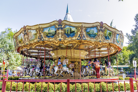 Santiago, Chile. February 27, 2018. Mechanical attraction at Fantasilandia amusement park.のeditorial素材