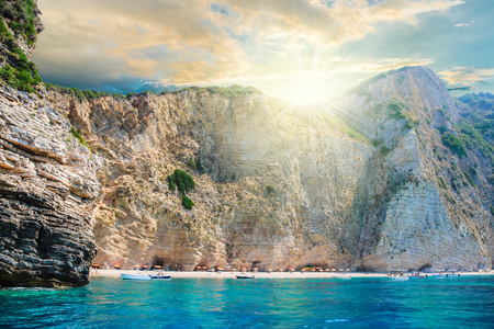 Beautiful view over Agiofili beach of Ionian sea in Lefkada island of Greeceの写真素材
