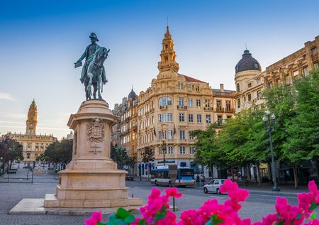 Downtown, city square of Porto, in Portugalのeditorial素材