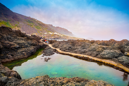 Beautiful landscape with traditional swimming pools in Garachico town of Tenerife, Canary island, Spainの写真素材