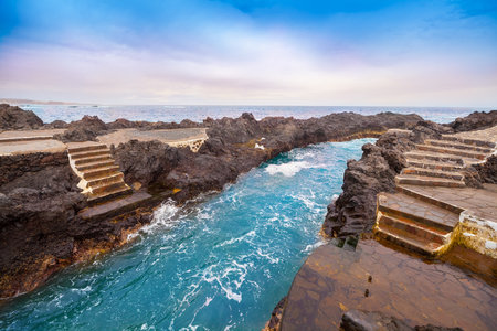 Traditional swimming pools in Garachico town in Tenerife, Canary island, Spainの写真素材