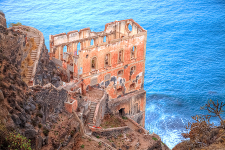 Historical ruins of a castle on the beach of Los Realejos area in Garachio region, in Tenerife - Spainの写真素材