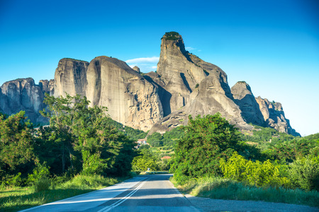 Beautiful landscape with traditional mountain and monastery in Meteora place,  Greece, Europeの写真素材