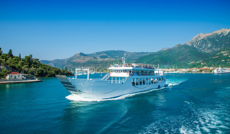 Passenger ship in a cruise around Lefkada island, starting from Nidri seaport in Greeceの写真素材