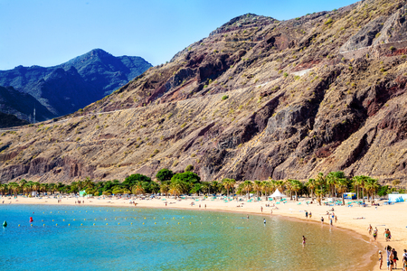 Beautiful summer landscape with Teresitas the famous beach of Tenerife in Canary island, Spainの写真素材