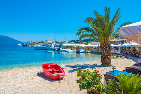 Kefalonia seaport and beach, in Lefkada island, Greeceの写真素材