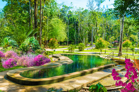 Beautiful landscape of hot streams in Krabi region of Thailand, in summer seasonの写真素材