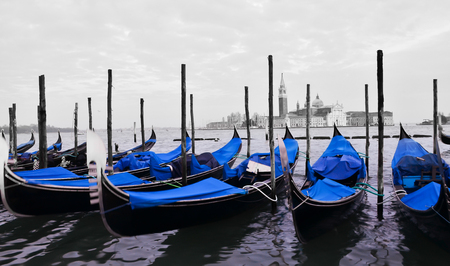 Traditional gondola boat in Venice, Italyの写真素材