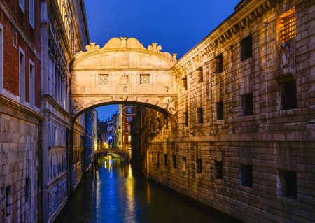 Famous architecture of bridge of suspire, in Veniceの写真素材