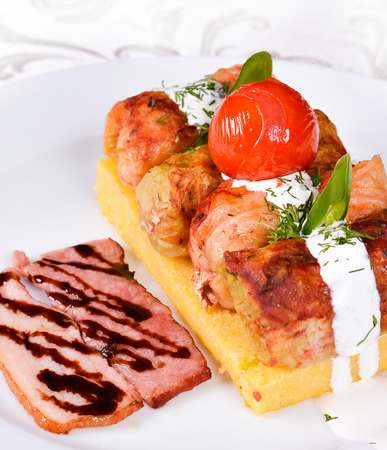 Polenta cabbage stuffed. Traditional romanian foodの写真素材