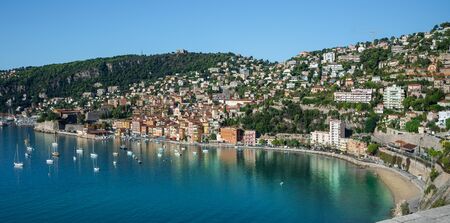 Panoramic aerial view of the famous French riviera of Cote'd Azur in summer holidayの写真素材