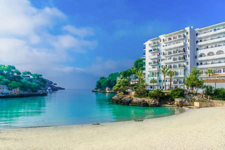 Playa de Cala Ferrera on a sunny day in summertime on the coast of Mallorca island in Spainのeditorial素材