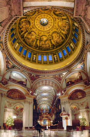Religious dome medieval design Inside St Paul's Cathedral in Londonのeditorial素材