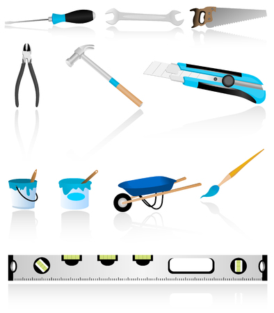 Illustration of repair tools with many detailsのイラスト素材