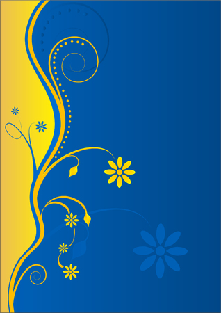 Floral Yellow-Blue Background with Text-boxのイラスト素材