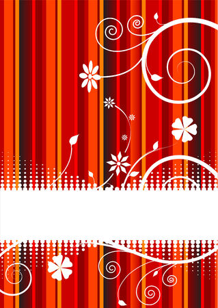 Abstract Floral Background with Text Box and Vertical Stripesのイラスト素材