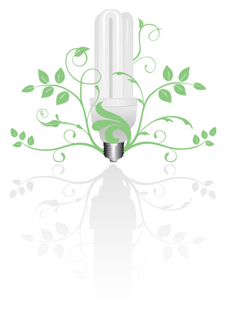 Light bulb with floral background and reflectionのイラスト素材
