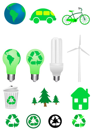 Collection of ecology icons isolated on white backgroundのイラスト素材