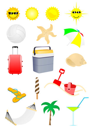 Set of detailed summer holiday elementsのイラスト素材