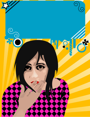 Emo girl  illustration with text-boxのイラスト素材