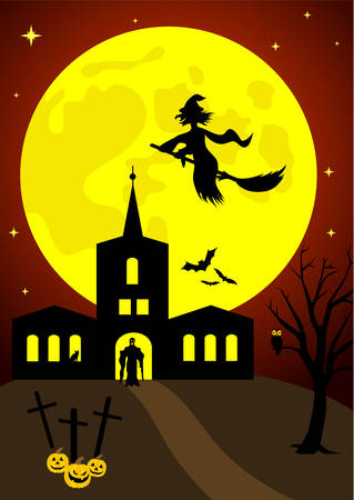 Halloween background with old hunted castleのイラスト素材