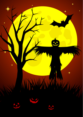 Halloween illustration with straw manのイラスト素材