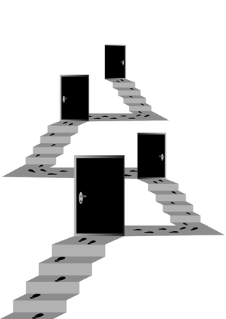 Illustration of hierarchy stairs with text-boxesのイラスト素材