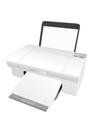 Illustration of a detailed printer isolated on white backgroundのイラスト素材