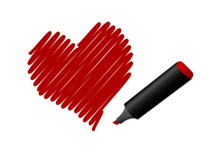 Illustration of a drawn red heartのイラスト素材