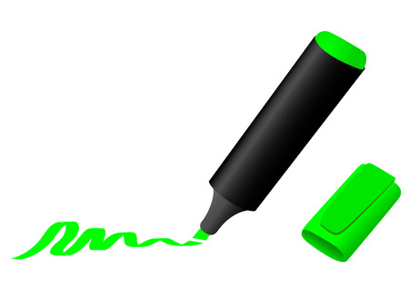 Illustration of a green highlighter isolated on white backgroundのイラスト素材
