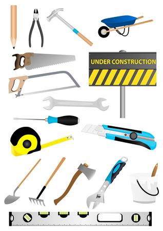 Illustration of under construction sign with screwdriver and wrenchのイラスト素材