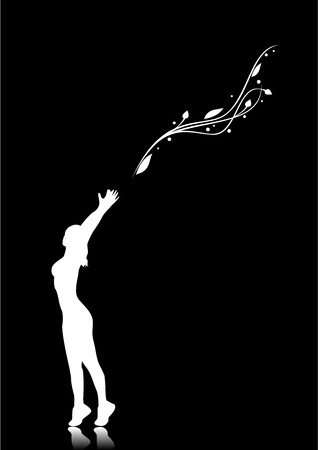 illustration of a ballerina and floral decorationのイラスト素材