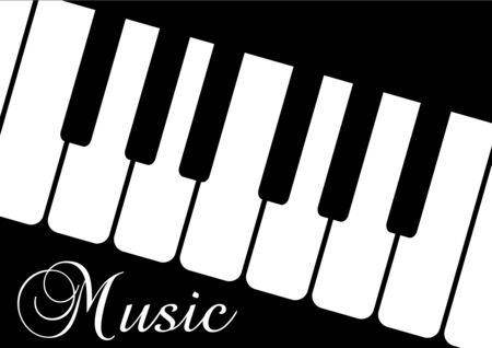 Illustration of a piano and the word Music on black backgroundのイラスト素材