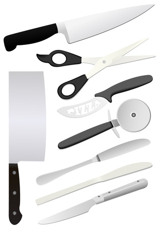 Detailed kitchen utensils isolated on white backgroundのイラスト素材