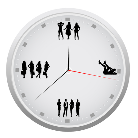 Abstract detailed clock with different activitiesのイラスト素材