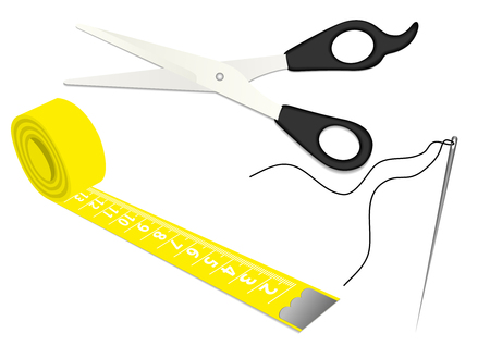 Detailed sewing items isolated on white backgroundのイラスト素材