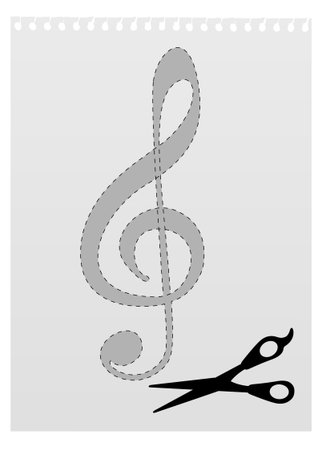 G clef and scissorsのイラスト素材