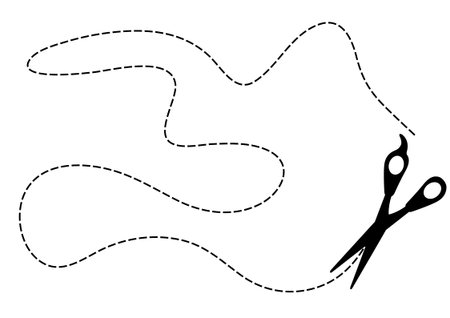 Template of scissors with cut linesのイラスト素材