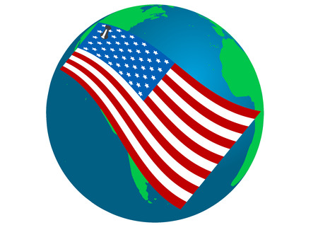 Illustration of a Globe with USA flagのイラスト素材