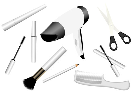 Illustration of make-up accessories isolated on whiteのイラスト素材