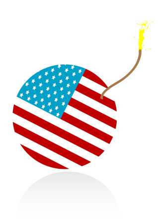 Illustration of a burning bomb with American flagのイラスト素材
