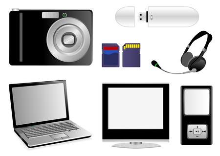 Set of multimedia elements isolated on whiteのイラスト素材