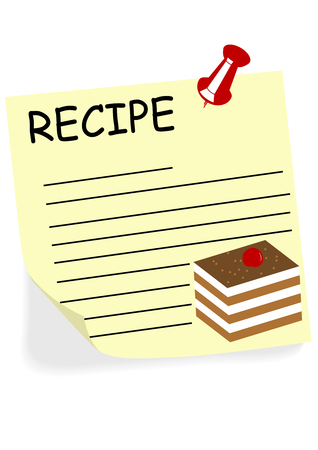 Illustration of a yellow note with text for a recipeのイラスト素材