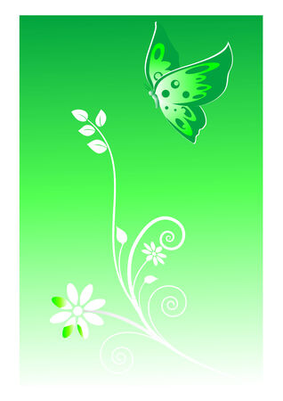 Abstract green  background with a butterflyのイラスト素材