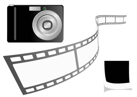 Illustration of a photo camera with film strip and a photo のイラスト素材